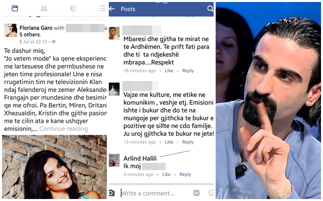 Floriana Garo i jep lamtumirën Klanit, Arlind piktori e degjeneron në Facebook