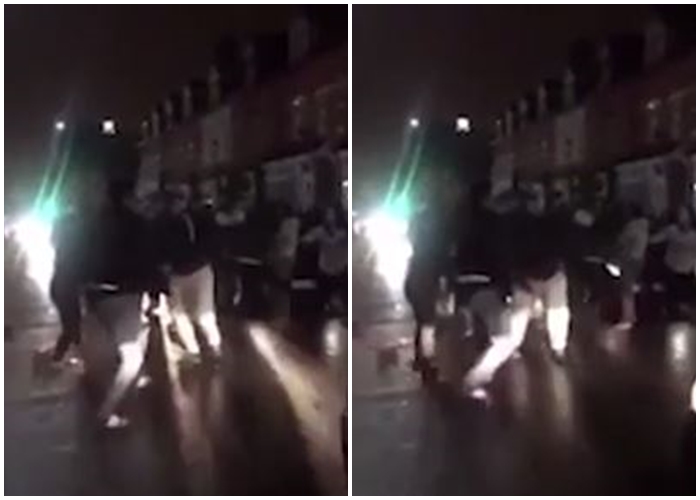 Sherr masiv në qendër të qytetit/ Gra e burra bëjnë të vdekur njëri-tjetrin