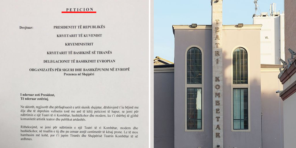 Robert Ndrenika dhe 53 artistë tjerë i kërkojnë Presidentit Meta të miratojë shembjen e teatrit
