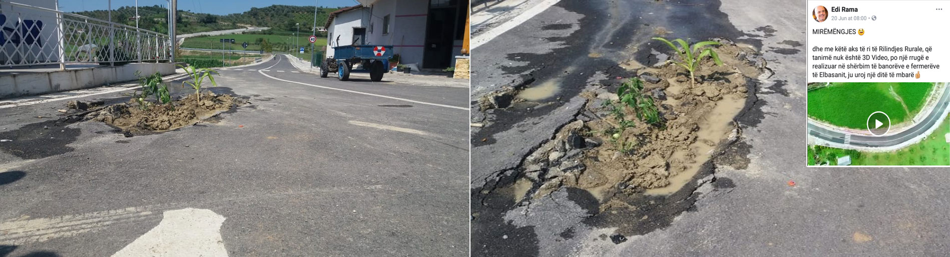 Rama e inaguroi në qershor, rrugës në Elbasan i mbin misri në gropa