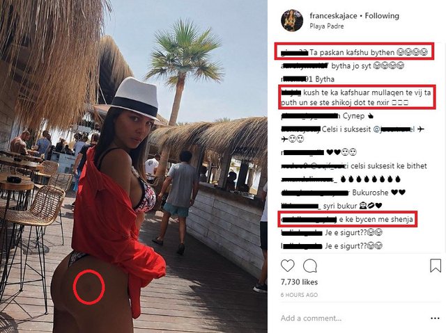 Françeska Jace i ekspozon të gjitha me bikini të vogla, detaji në vithe çmend rrjetin