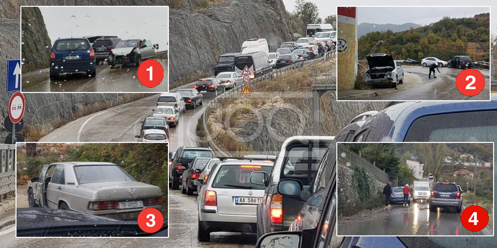 Çmenduri rrugës për Elbasan, 4 aksidente rresht njëra pas tjetrës