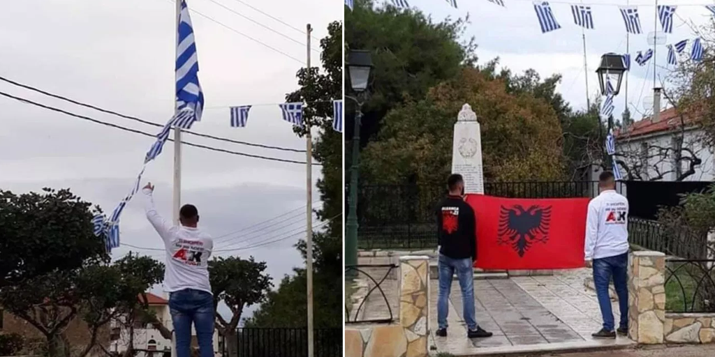 Shqiptarët “provokojnë” si Kacifas, heqin flamurin grek dhe e vendosin flamurin kuqezi në Greqi