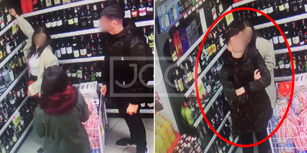 Djali dhe vajza vjedhin shishen e alkoolit në Korçë, bie në sy mënyra se si e fshehin