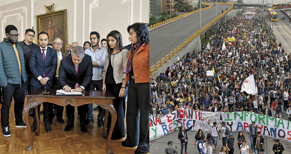 Studentët “gjunjëzojnë” qeverinë kolumbiane, shtohet buxheti për Arsimin e Lartë Publik