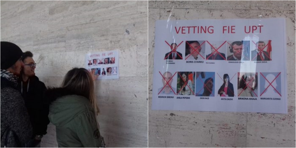 “T’i nënshtrohen Vettingut”, studentët e Politeknikut nxjerrin në mure emrat e pedagogëve