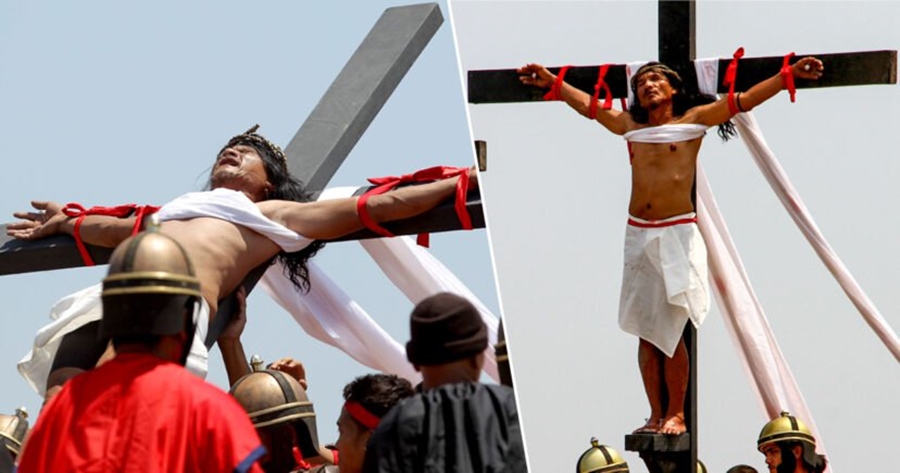 Me gozhdë në këmbë, besimtarët katolikë kryqëzohen me dëshirë për të Premten e Zezë