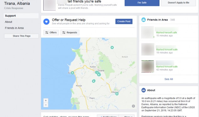 Facebook bën veprimin e papritur pas tërmetit të fuqishëm në Shqipëri