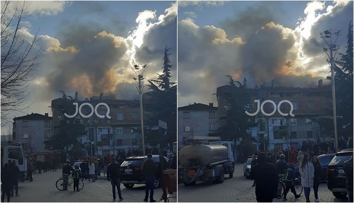 Përfshihen nga flakët vargu i pallateve në Pogradec, qytetari: Zjarr i madh, duhet helikopter