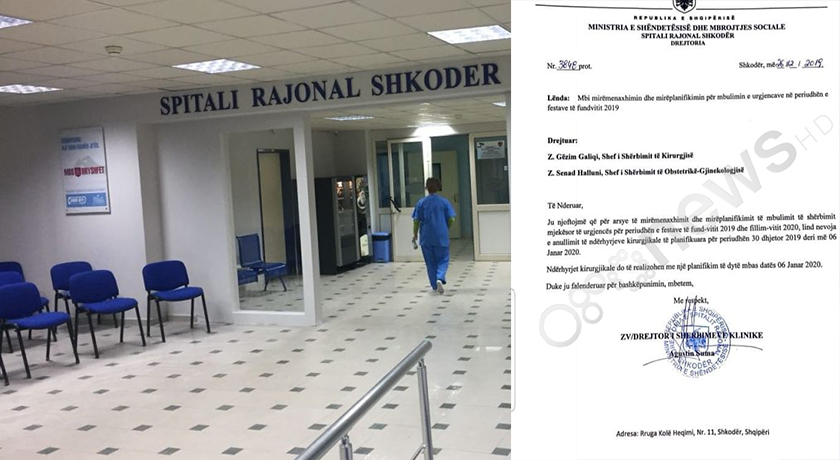 Skandali/ Spitali i Shkodrës s’ka mjekë, anulon operacionet deri më 6 janar 2020
