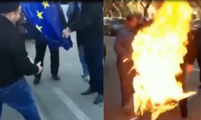 Të zhgënjyer dhe të revoltuar, italianët djegin flamurin e BE: Do ia dalim vetë!