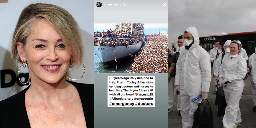 Mjekët shqiptarë që shkuan në Itali, Sharon Stone: Faleminderit me gjithë zemër, Shqipëri!