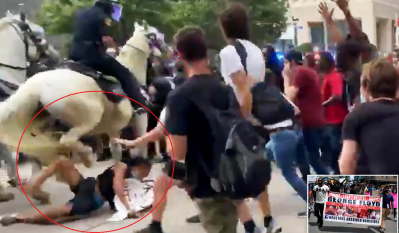 Protestat për George Floyd/ Policia futet me kuaj mes turmës, shkelet keq një grua