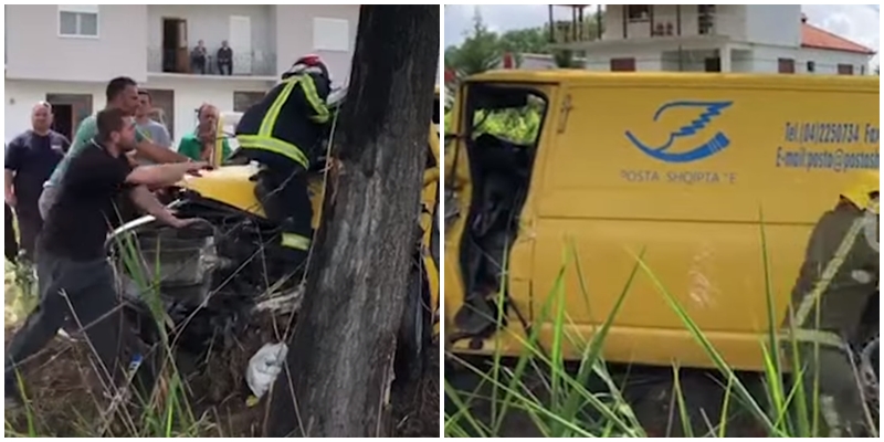 Përplaset keq makina e Postës Shqiptare, dyshohet se drejtuesi ka gjetur vdekjen tragjike