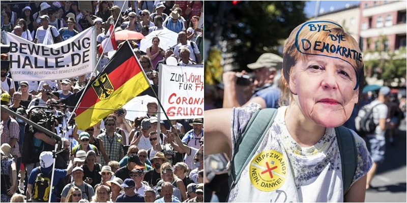 “Koronavirusi është mashtrim!”/ Berlini ‘pushtohet’ nga protestuesit për masat kufizuese Covid-19
