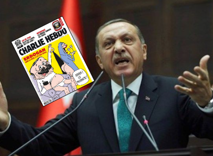 Revista franceze e talli, Erdogan: Kush jam unë? Ata fyen profetin tim të dashur!