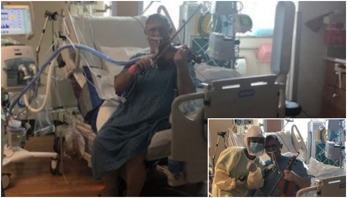 Pacienti i intubuar për shkak të Covid-19 i habit të gjithë/ Luan me violinë për të falënderuar mjekët