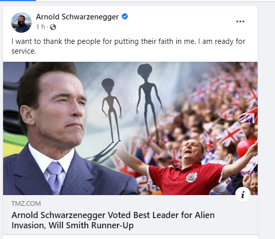 Nëse na sulmojnë alienët, Arnold Schwarzenegger do të ishte lider i botës