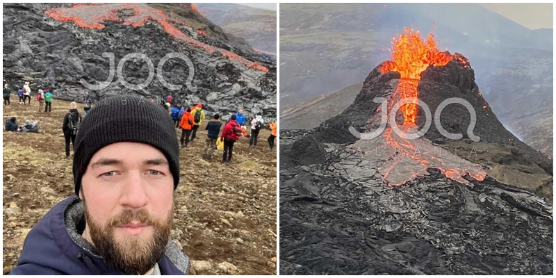 Shqipe në çdo cep të botës! Kuksiani në majën e vullkanit që shpërtheu në Islandë: Përshëndetje JOQ…