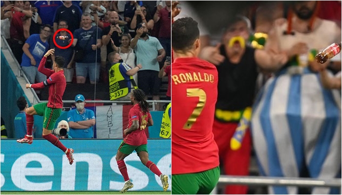 Hoqi Coca-Colën nga tavolina/ Momenti kur tifozët në Hungari i gjuajnë Ronaldos me shishe