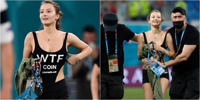 Ndërpreu ndeshjen Belgjikë-Finlandë/ Tifozja seksi hyri në fushë për reklamë, çfarë shkruhej në veshjen e saj?