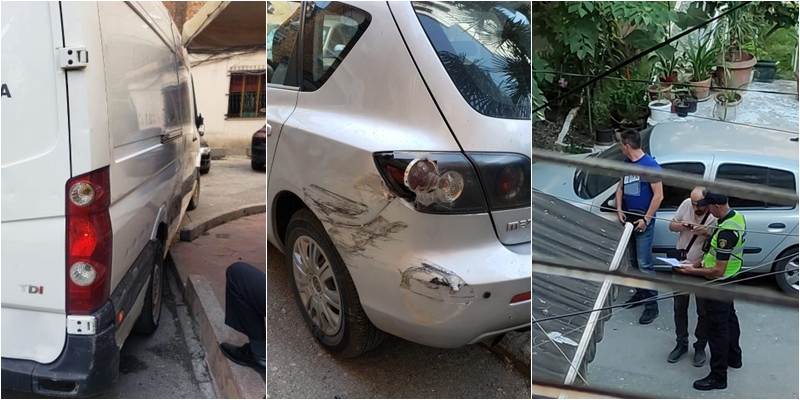 Ishte i mbushur me sirianë, furgoni shkatërron makinat brenda lagjes te “Rruga e Elbasanit”
