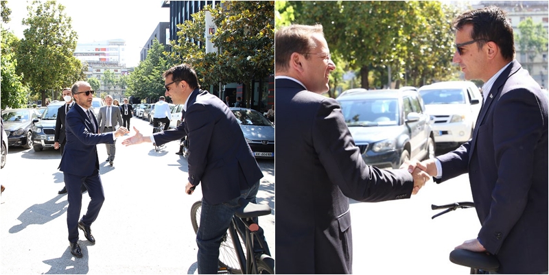 Skenari/ Erion Veliaj shkon në punë me biçikletë, takon rastësisht komisionerin dhe ambasadorin e BE-së