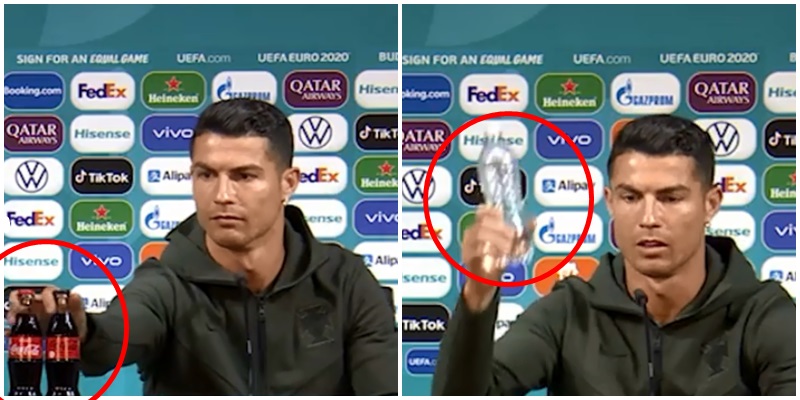 Veprimi i çuditshëm i Ronaldos, “zhduk” nga tavolina Coca-Cola-n dhe vendos ujë