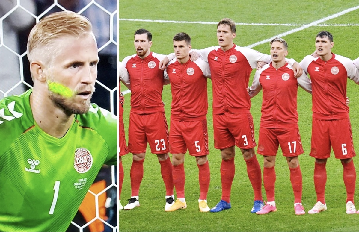 Lazer në fytyrën e portierit dhe brohoritje gjatë himnit danez, UEFA nis hetimet për tifozët anglezë