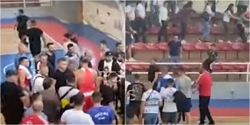 Plas grushti në Pallatin e Sportit në Shkodër, tifozët e boksierëve përleshen me njëri-tjetrin