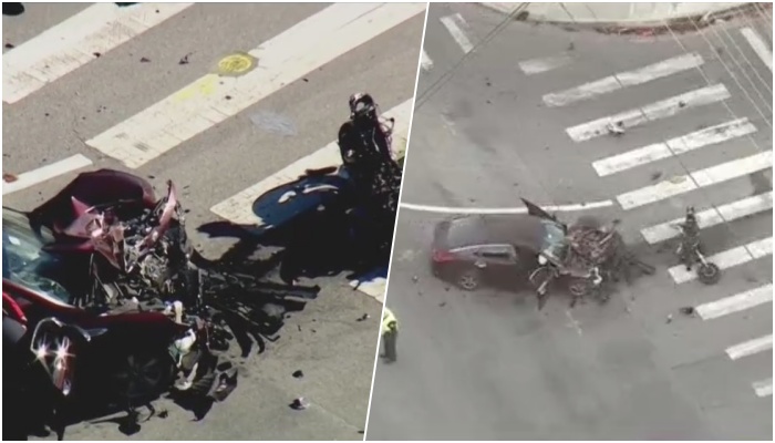 Pamje si nëpër filma/ Motoristi aksidentohet për vdekje teksa ndiqet nga dy patrulla policie dhe një helikopter