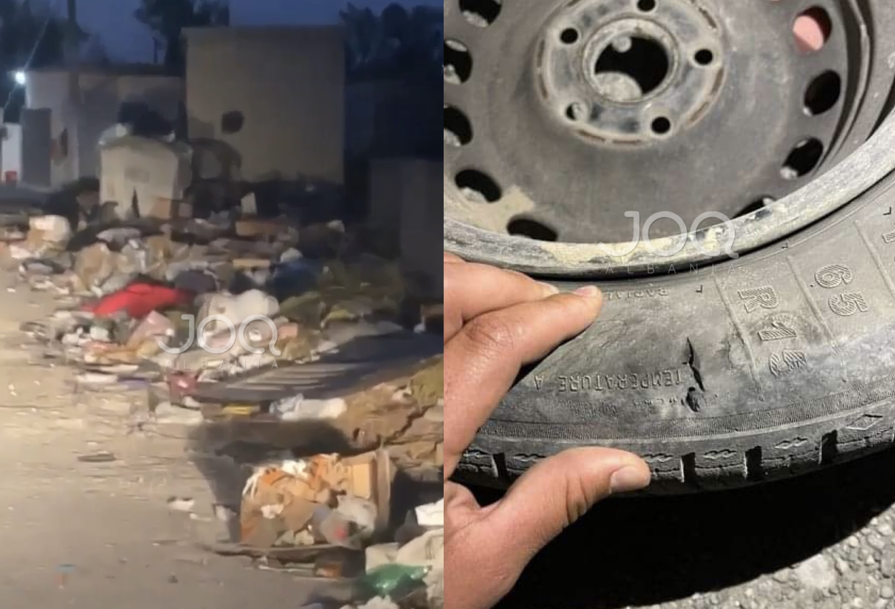 Ndodh në Fushë-Krujë! Qytetari filmon rrugën plot me mbeturina, çan gomën e makinës sa kalon