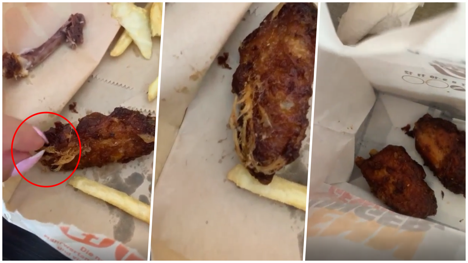Qytetarja denoncon “Burger King”: Më sollën krahë pule bashkë me puplat e pulës!