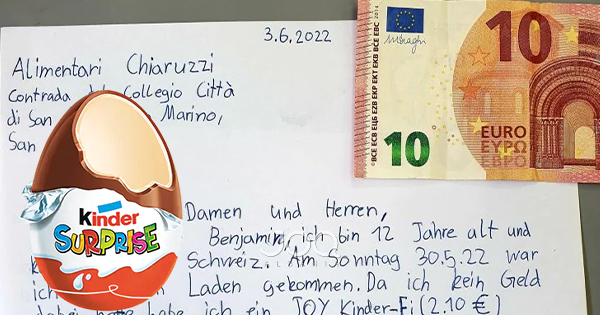 12 vjeçari vjedh një vezë Kinder, më pas pendohet dhe dërgon një letër ku kërkon falje me 10 euro brenda
