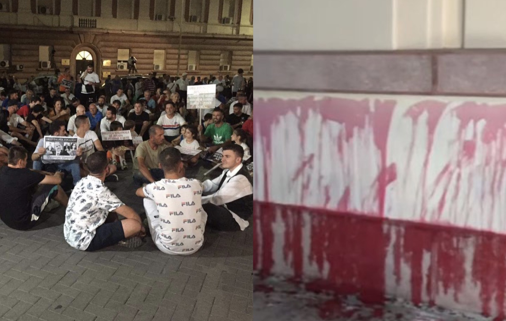 Protesta për vrasjen e Jonadës: Qytetarët lyejnë me bojë kuqe Ministrinë e Brendshme dhe ulen këmbëkryq te Kryeministria