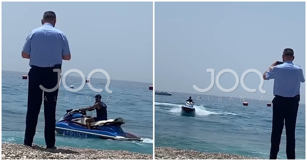 Absurdi s’ka fund në Shqipëri/ Polici bën manovra të rrezikshme me Jet-Ski në breg, kolegu e filmon për instagram