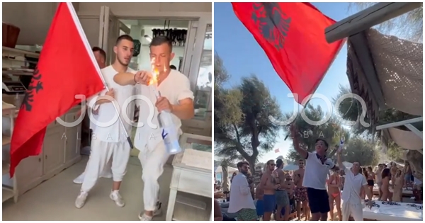 Zvicerianët respektojnë flamurin shqiptar në Mykonos të Greqisë