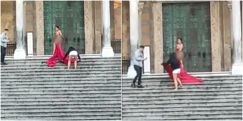 Tërbohen italianët! Një influencuese bën foto e zhveshur para katedrales së Amalfit