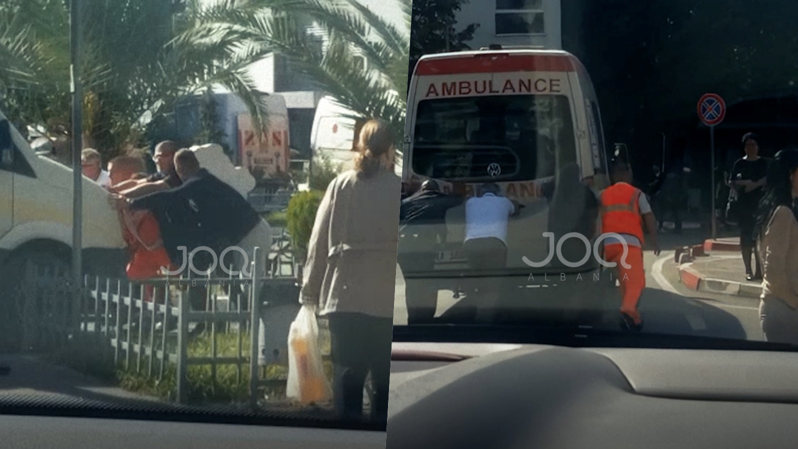 LIVE nga QSUT/ Ambulanca niset për pacientin e sëmurë, por nuk ndizet, e shtyjnë qytetarët