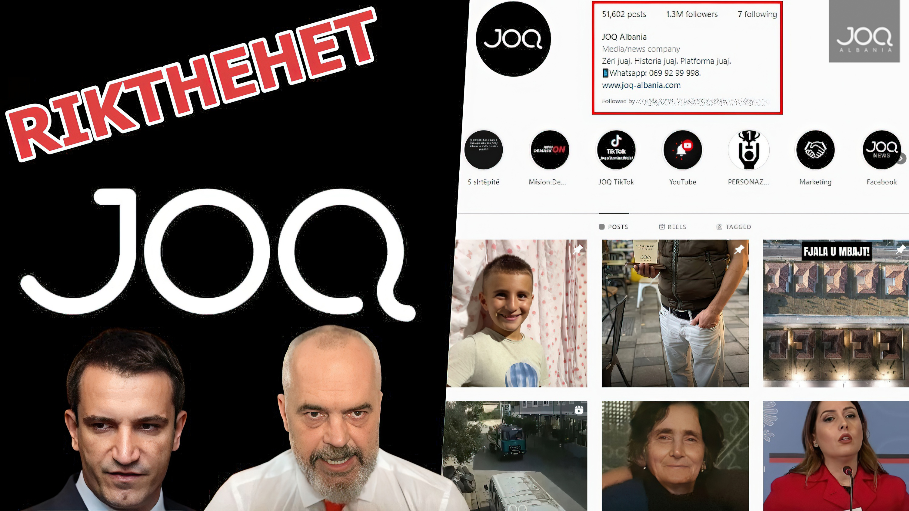 Rikthehet instagrami i JOQ ALBANIA me 1.3 MLN shqiptarë