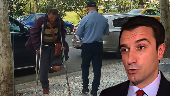 Policia bashkiake e Erion Veliajt përzë nga trotuari burrin me një këmbë: Mos lyp lekë!