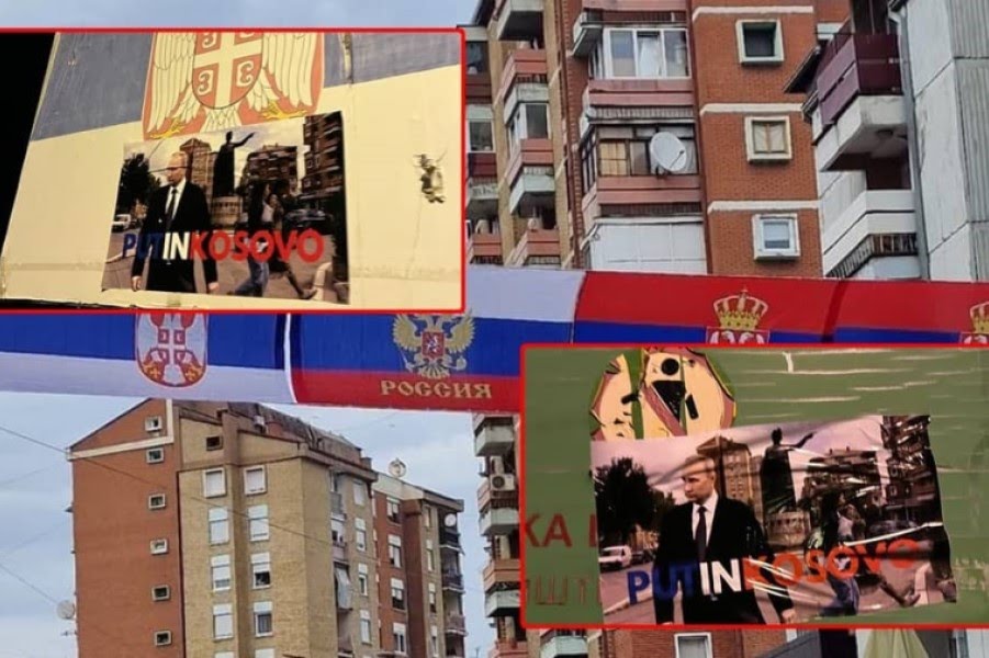 Në Mitrovicë shfaqen posterët ‘Putini në Kosovë’