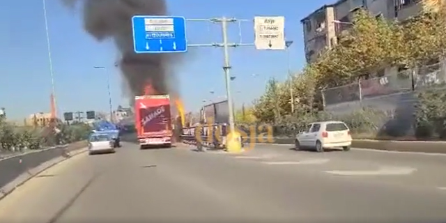 Digjet kamioni në hyrje të Tiranës, mjeti i linjës turke merr flakë te ‘Fabrika e Miellit’