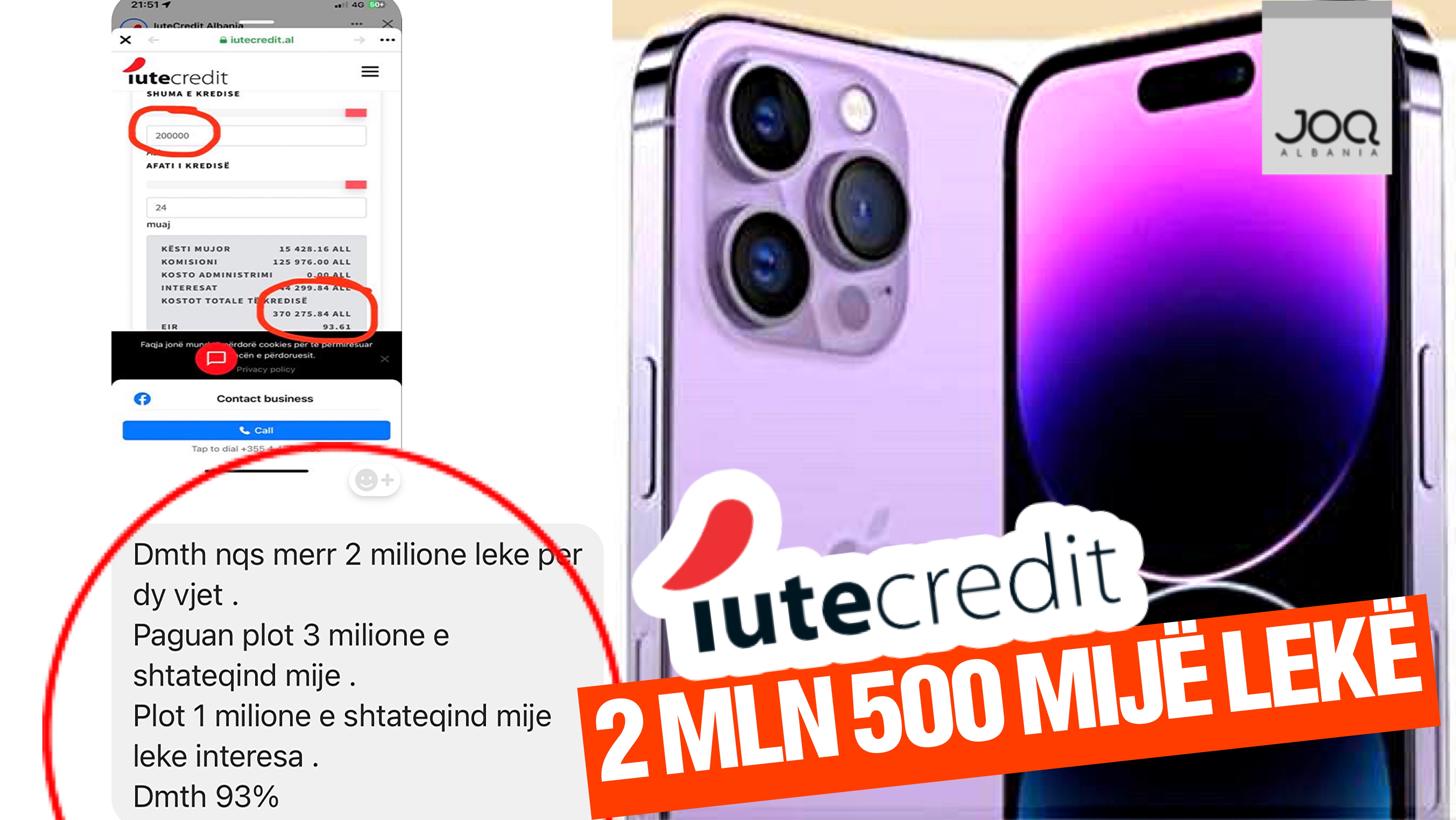 “MASAKËR”/ Iphone 13 Pro Max 1 MLN e 450 Mijë Lekë, me këste te Iute Credit: 2 MLN e 500 Mijë Lekë