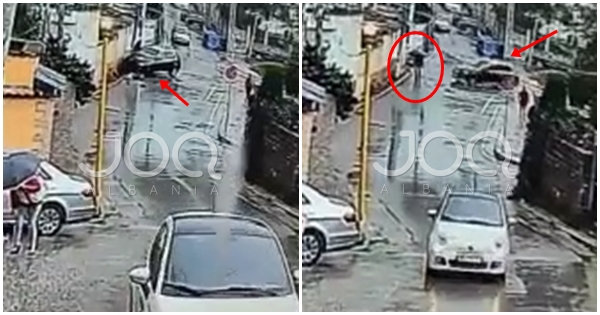 Tiranë/ Po ecte me shpirtin në siklet mes shiut, burri përplaset furishëm nga BMW X5