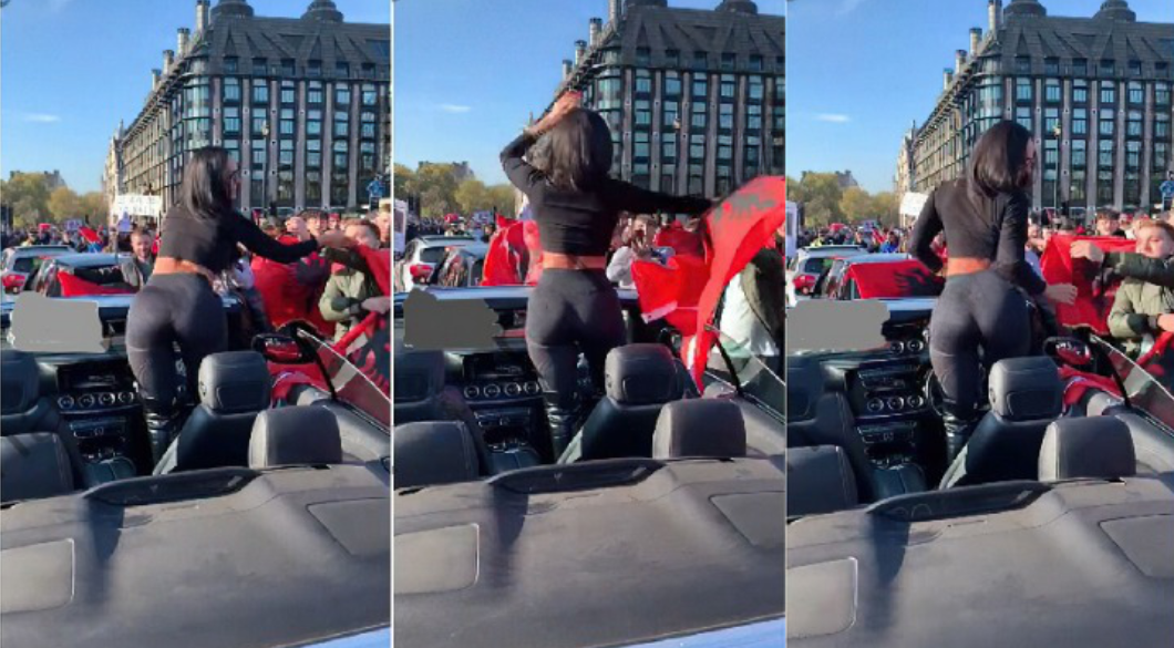 Kush është vajza me makinë luksoze, që ndaloi në protestën e shqiptarëve në Londër?