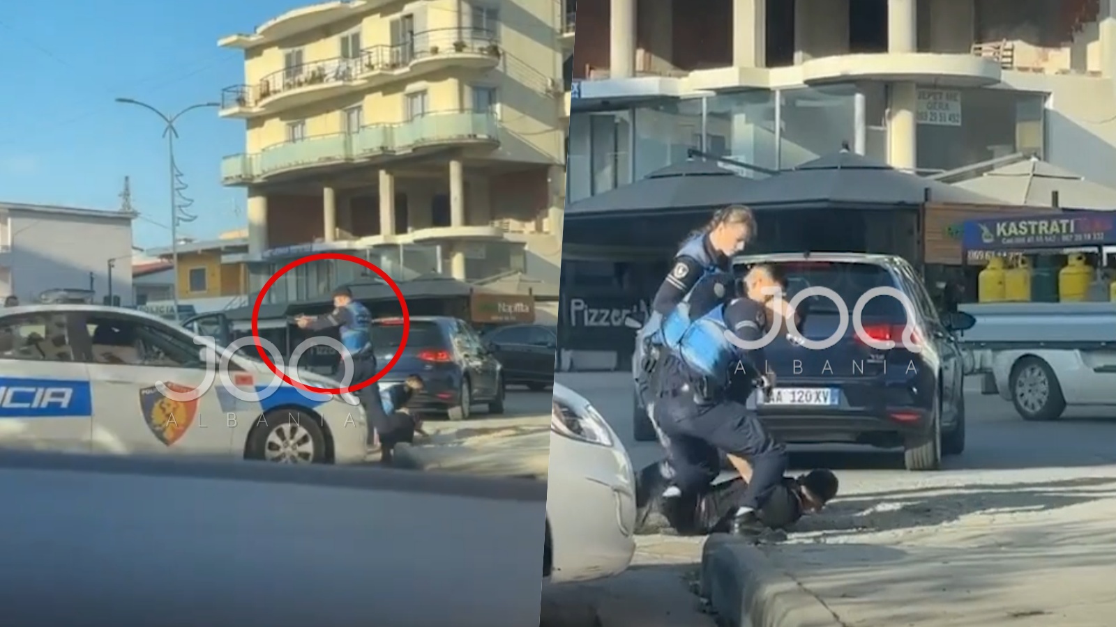 Durrës/ Policia nxjerr armët për arrestimin e dy të rinvje, njëri shtrihet me forcë në tokë