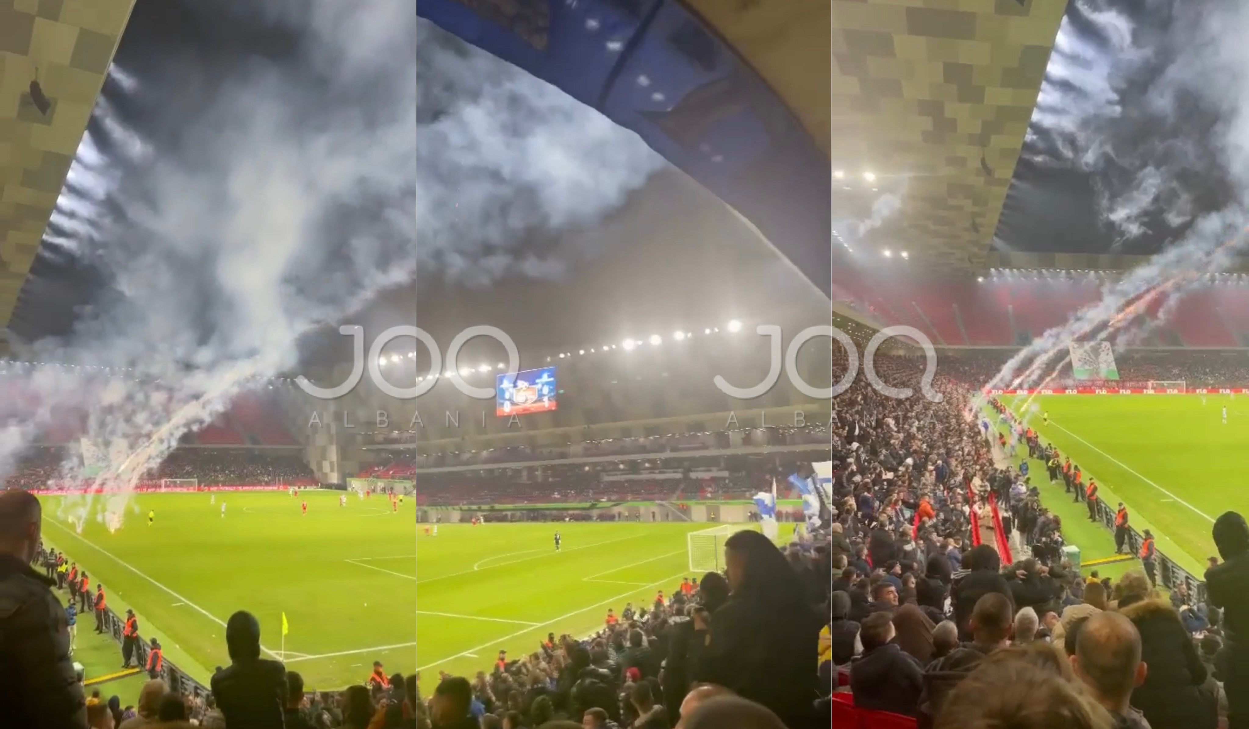 Derbi i Tiranës ‘arenë lufte’, bardheblutë hodhën fishekzjarre dhe tymuese në mes të stadiumit