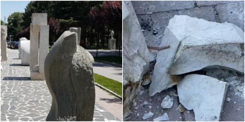 Dëmtohen skulpturat e parkut “Rinia” në Korçë, rasti i përsëritur