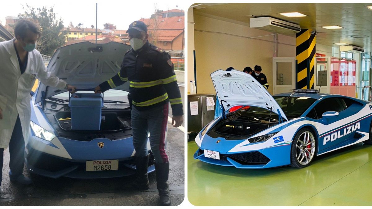 Policia italiane çon me ‘Lamborghini Huracan’ dy veshka në spital